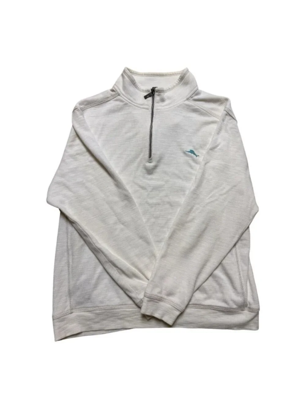 Tommy Bahama 1/4 Zip Pullover Sweatshirt XL White Pima Cotton Lyocell